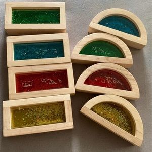 Montessori Wooden blocks with simmering water creative play